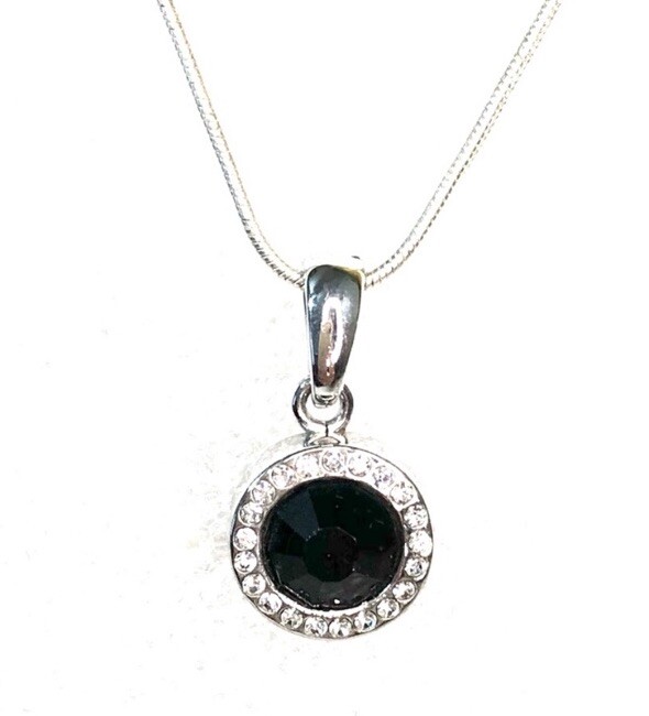 Elo7 18k Gold Plated Crystal Halo Black Zircon Filigree Back Caged Puff Pendant