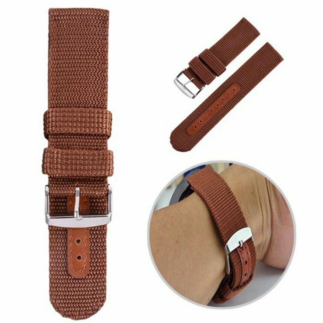 18mm 20mm 22mm 24mm Military Canvas Nylon Watch Band Strap Bracelet