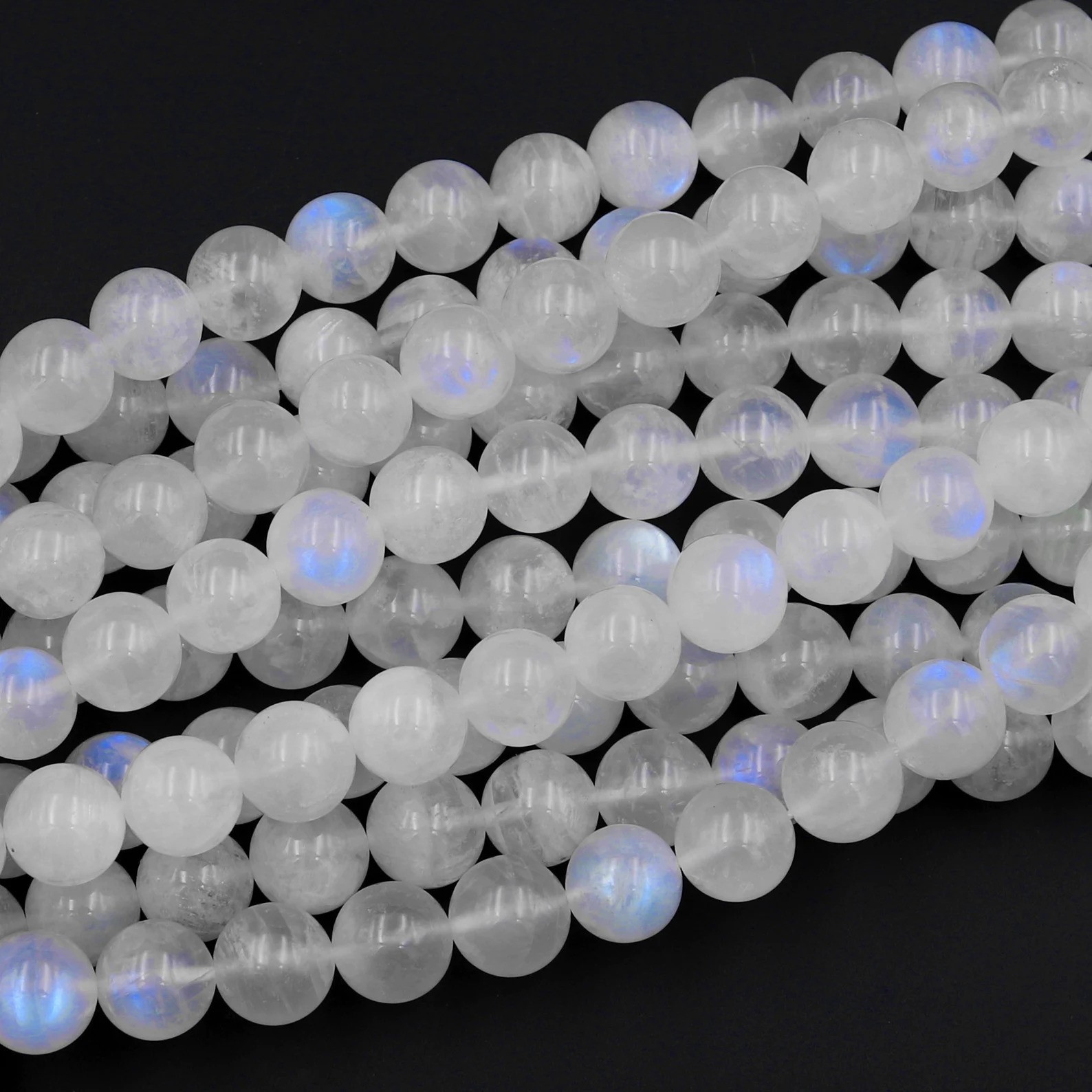 Natural AAA White Rainbow Moonstone Genuine Beads 6MM 8MM 10MM Bulk Lot Options