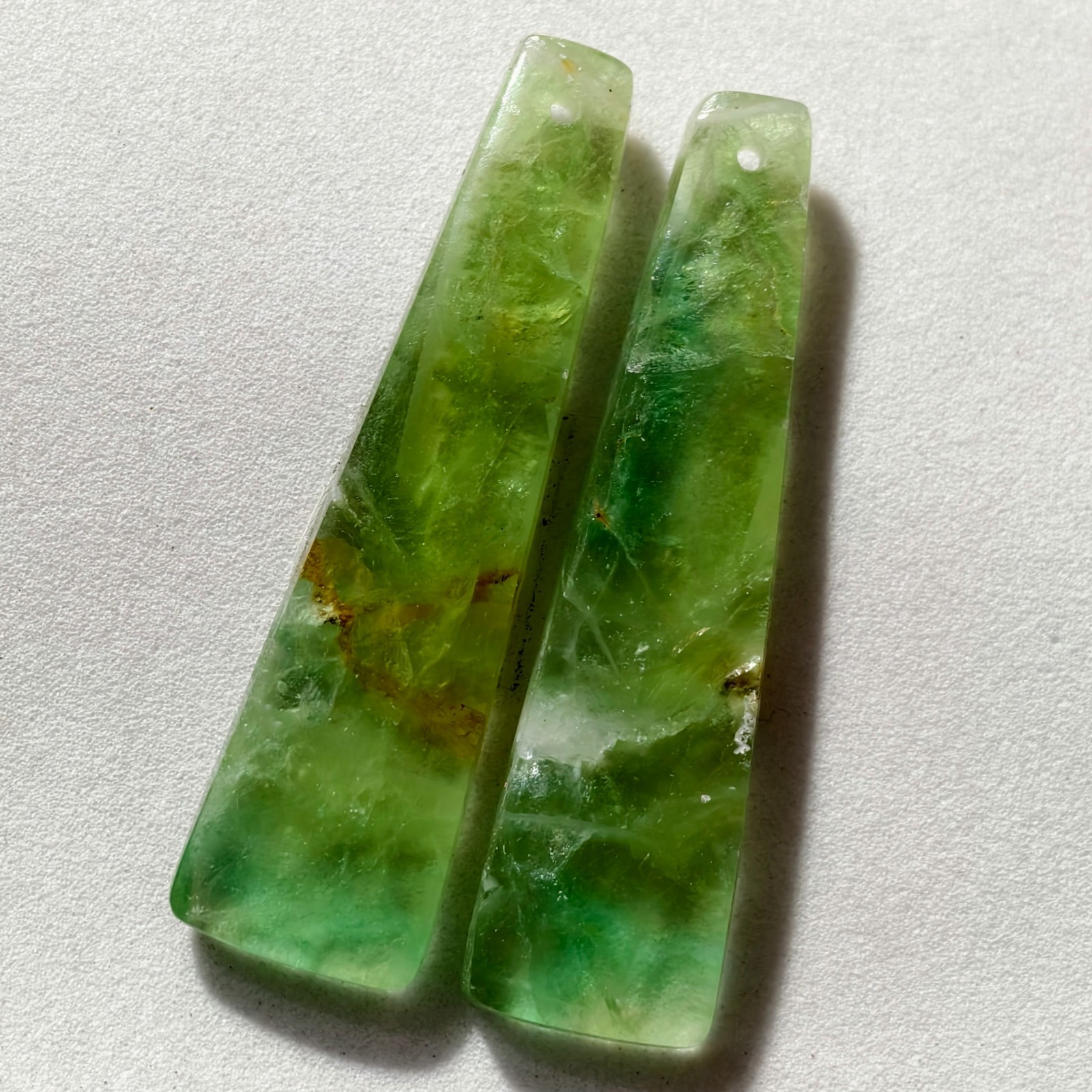 44 Cts Natural Fluorite Drilled Match Pair Cabochon Gemstone 43.1 X 11.7 MM