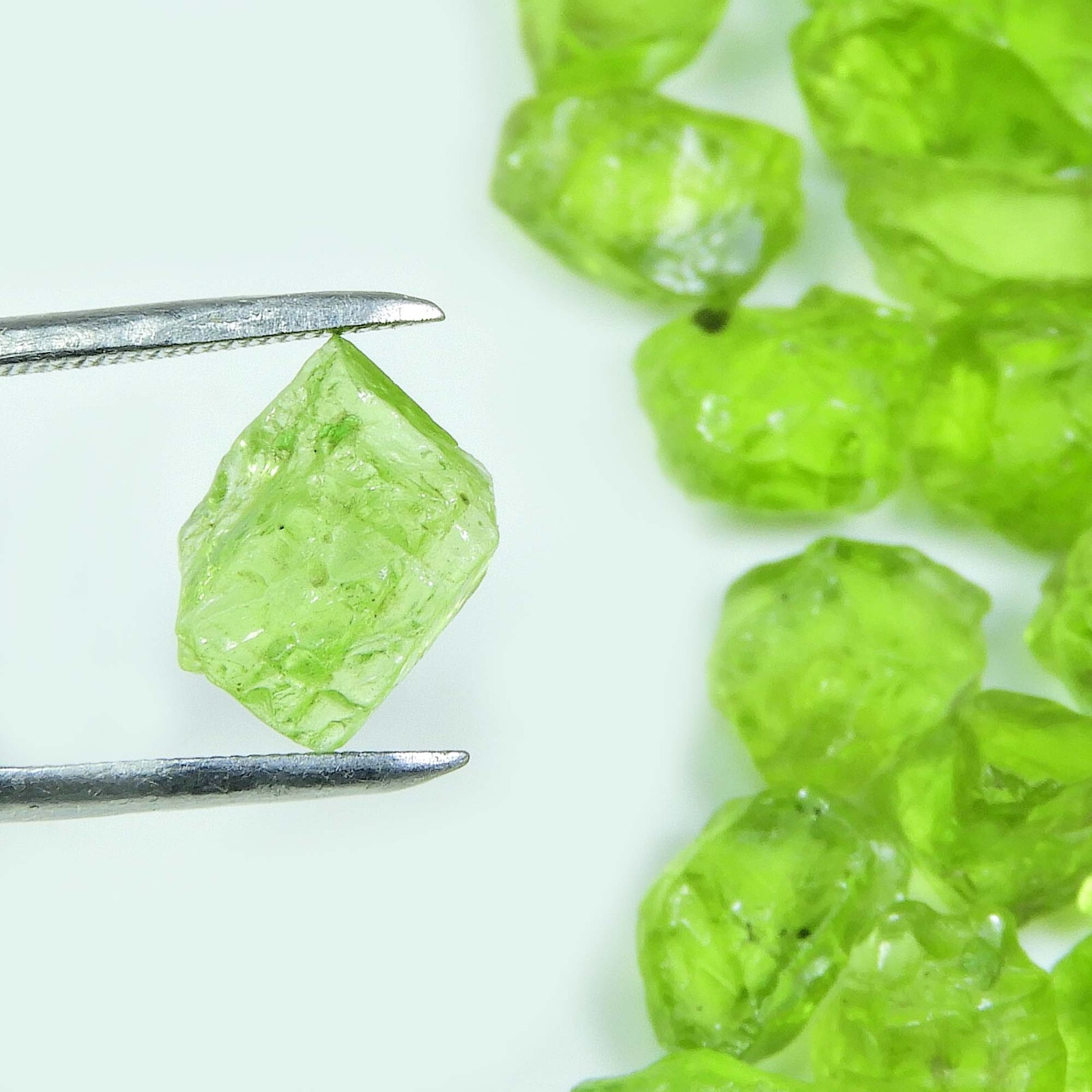 Natural Peridot Loose Gemstone Bright Green Crystal Rough Stone Jewelry Making