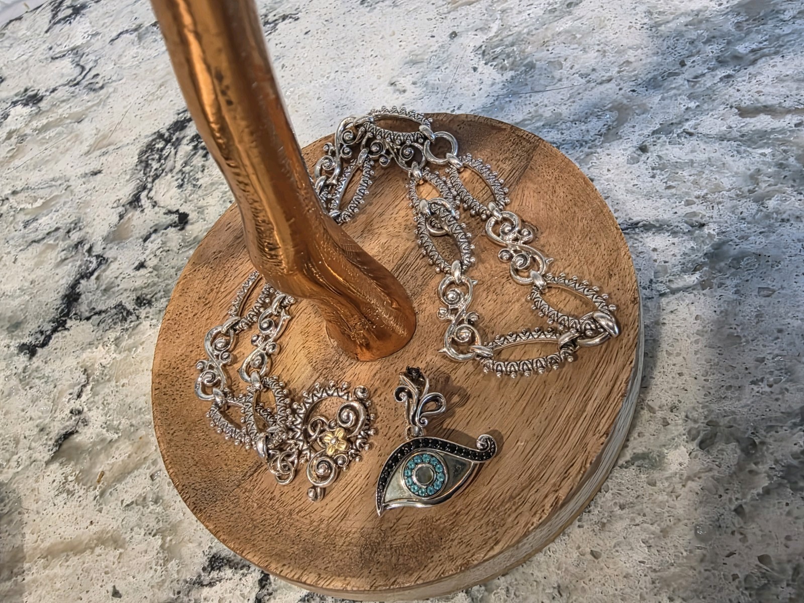 Barbara Bixby Sterling Silver Toggle Clasp Chain Necklace With Evil Eye Enhancer