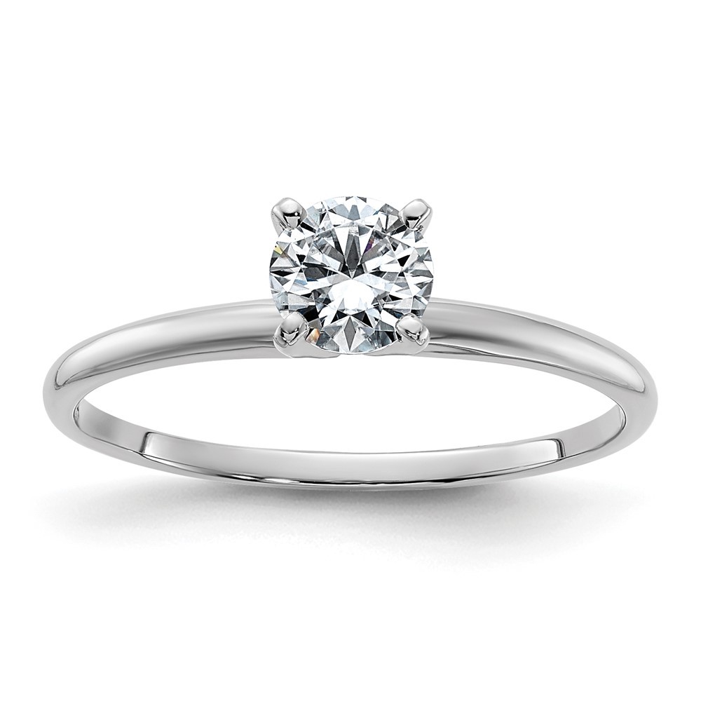 14k White Gold Round Cut Moissanite Solitaire Engagement Ring Size 7