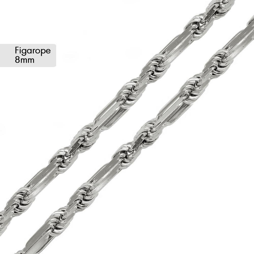 .925 Sterling Silver Figarope Milano Chain or Bracelet 4.3mm-8mm