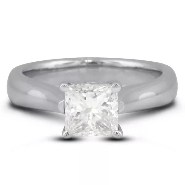 Engagement Ring 14K White Gold Classic 0.75 CT Princess Lab-Grown Diamond E VS1