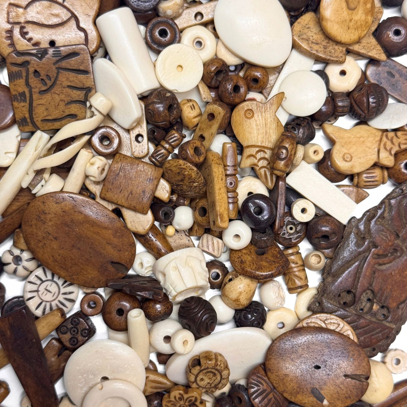 Assorted Bone Buttons, Beads, Spaces, and other Accessories