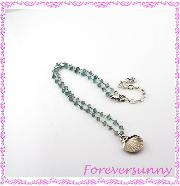 Brighton Shell Beaded Silver Crystal Retired Pendant Necklace
