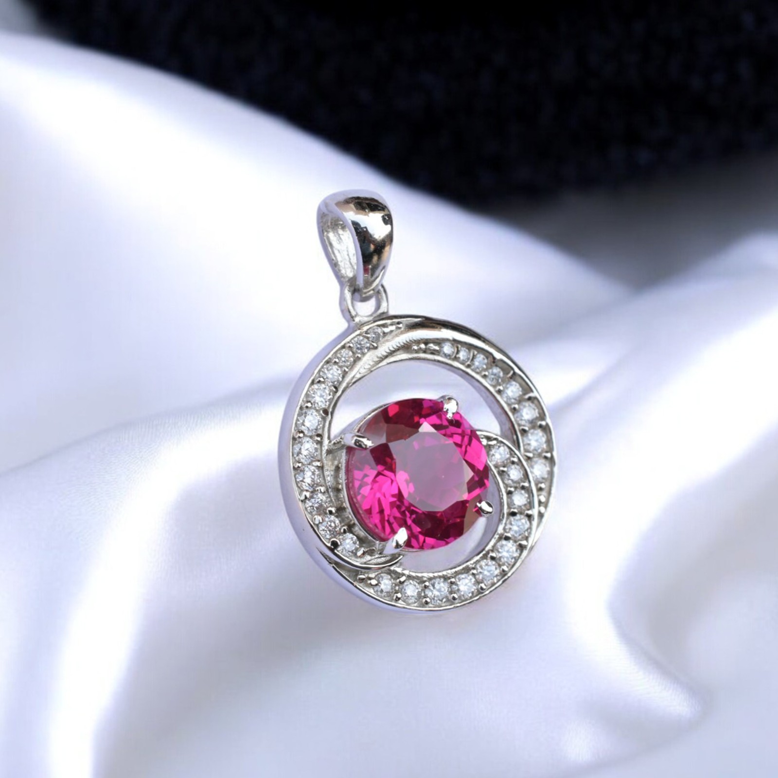 Certified Pink Sapphire 28+ Ct Pendant Necklace In 925 Sterling Silver MG008