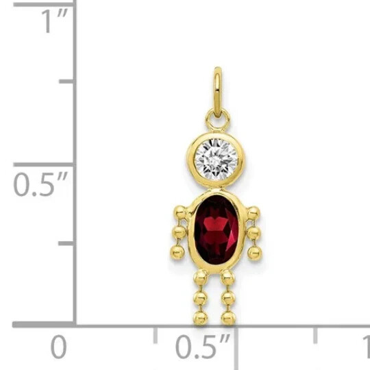 Birthstone Kids Charms Pendants 10K, 14K Yellow Gold or Sterling Silver