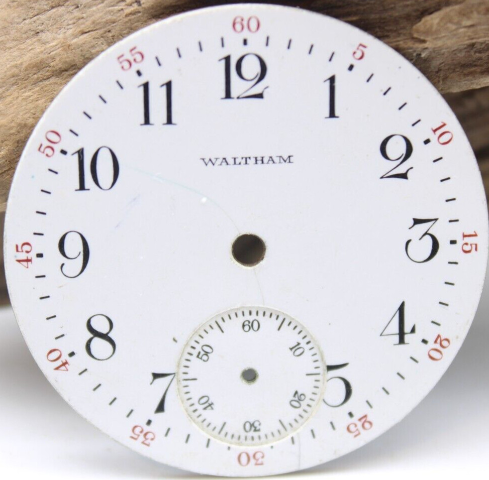 WALTHAM POCKET WATCH DIAL 42.1mm BREGUET NUMERAL INDICES WHITE W/ BLACK #’S (CC)