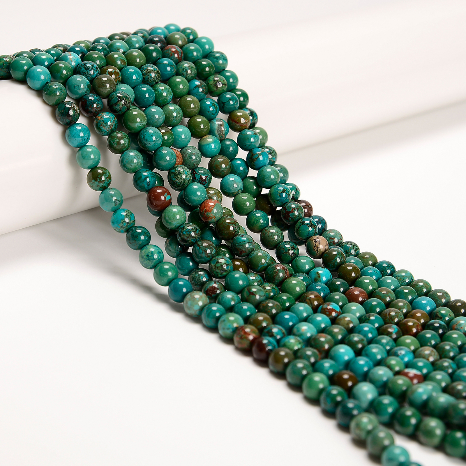Multi Dark Green Turquoise Smooth Round Beads Size 6mm 8mm 10mm 15.5” Strand
