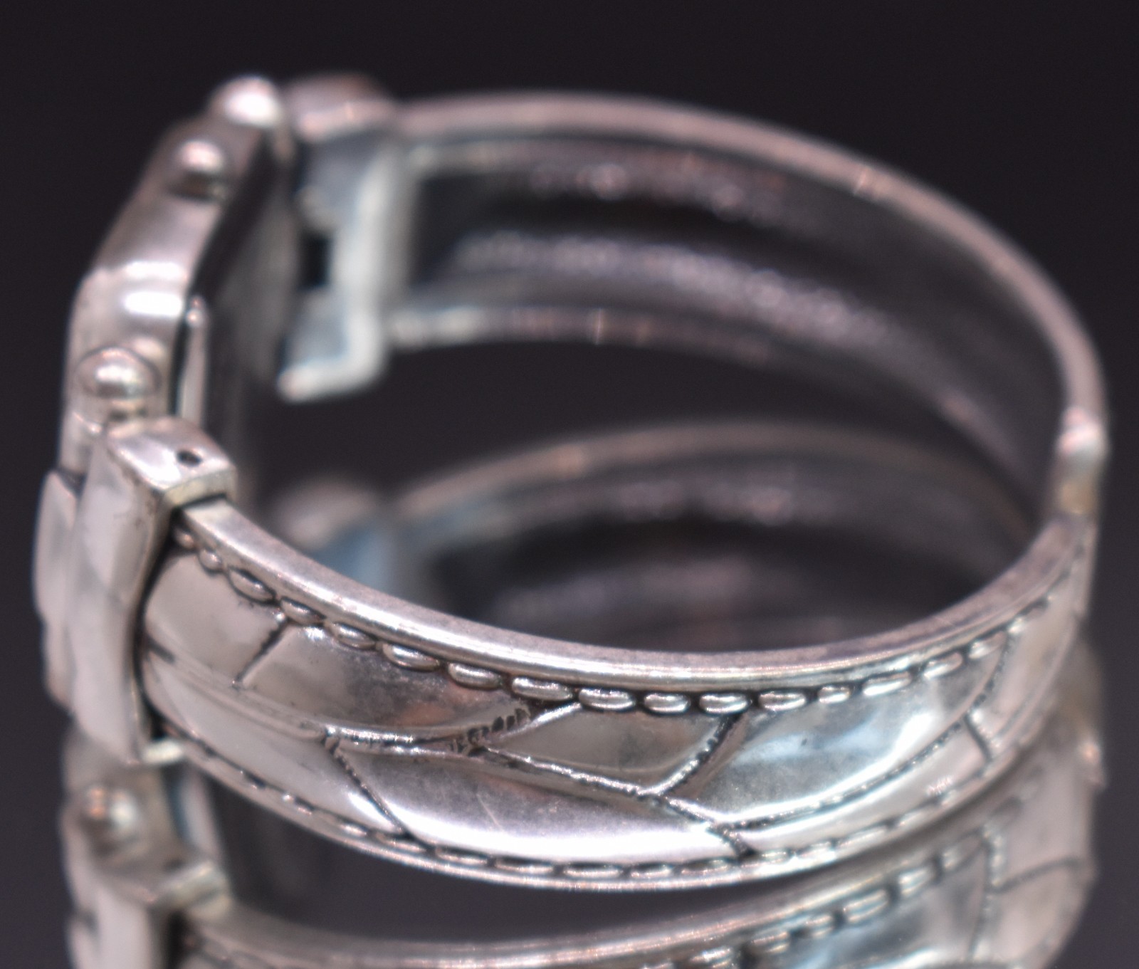 CHICO’S Silver Tone Square Dial Watch Women OX Cuff Bracelet Band NEW BATTERY