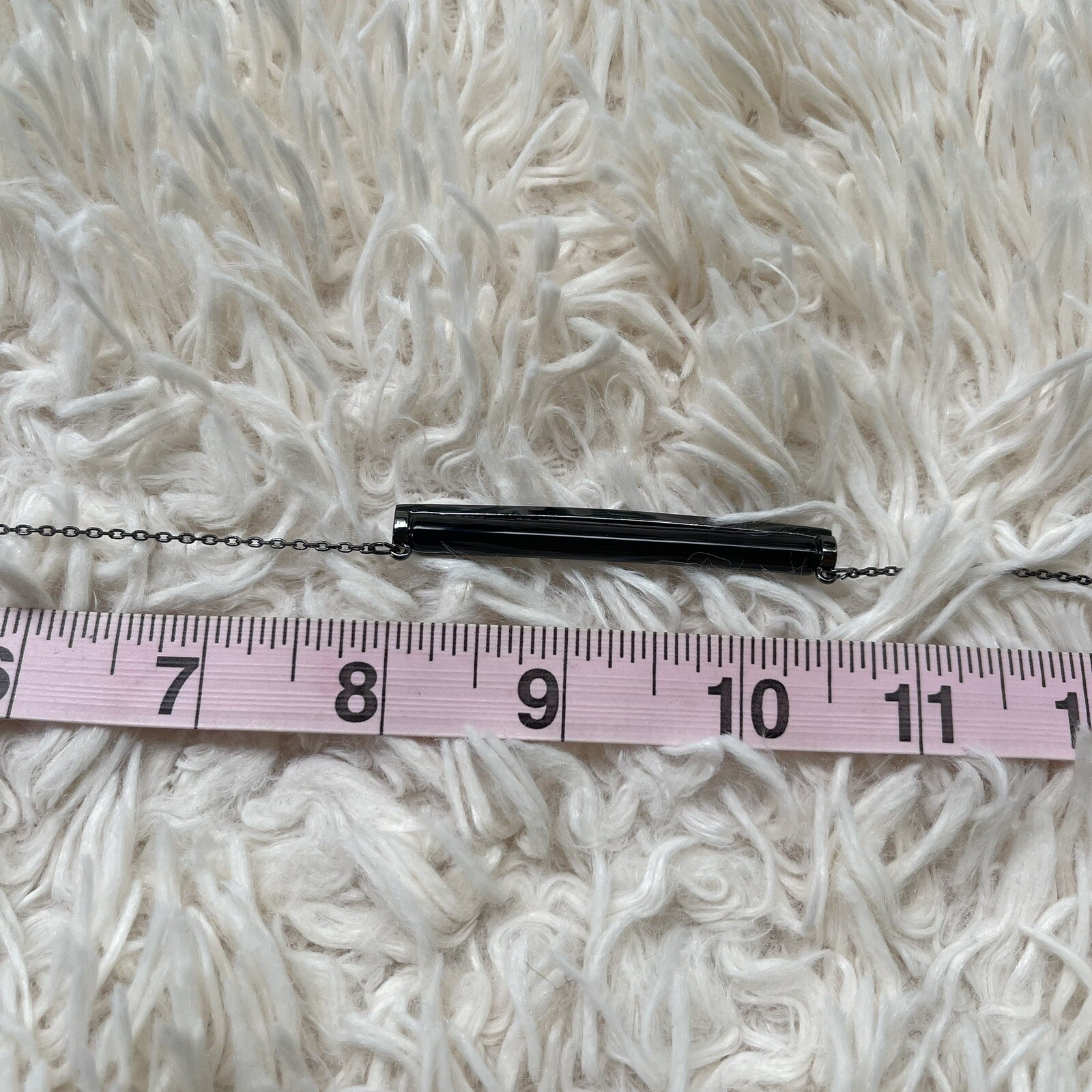 NWT French Connection Horizontal Black Tube Bar Pendant With 18” Chain