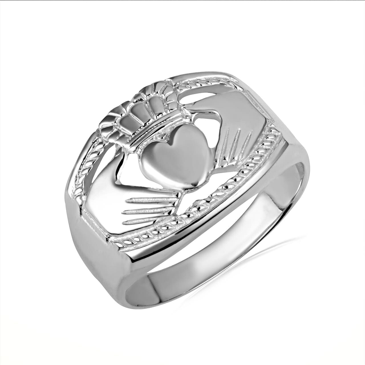 .925 Sterling Silver Bold Claddagh Men’s Ring