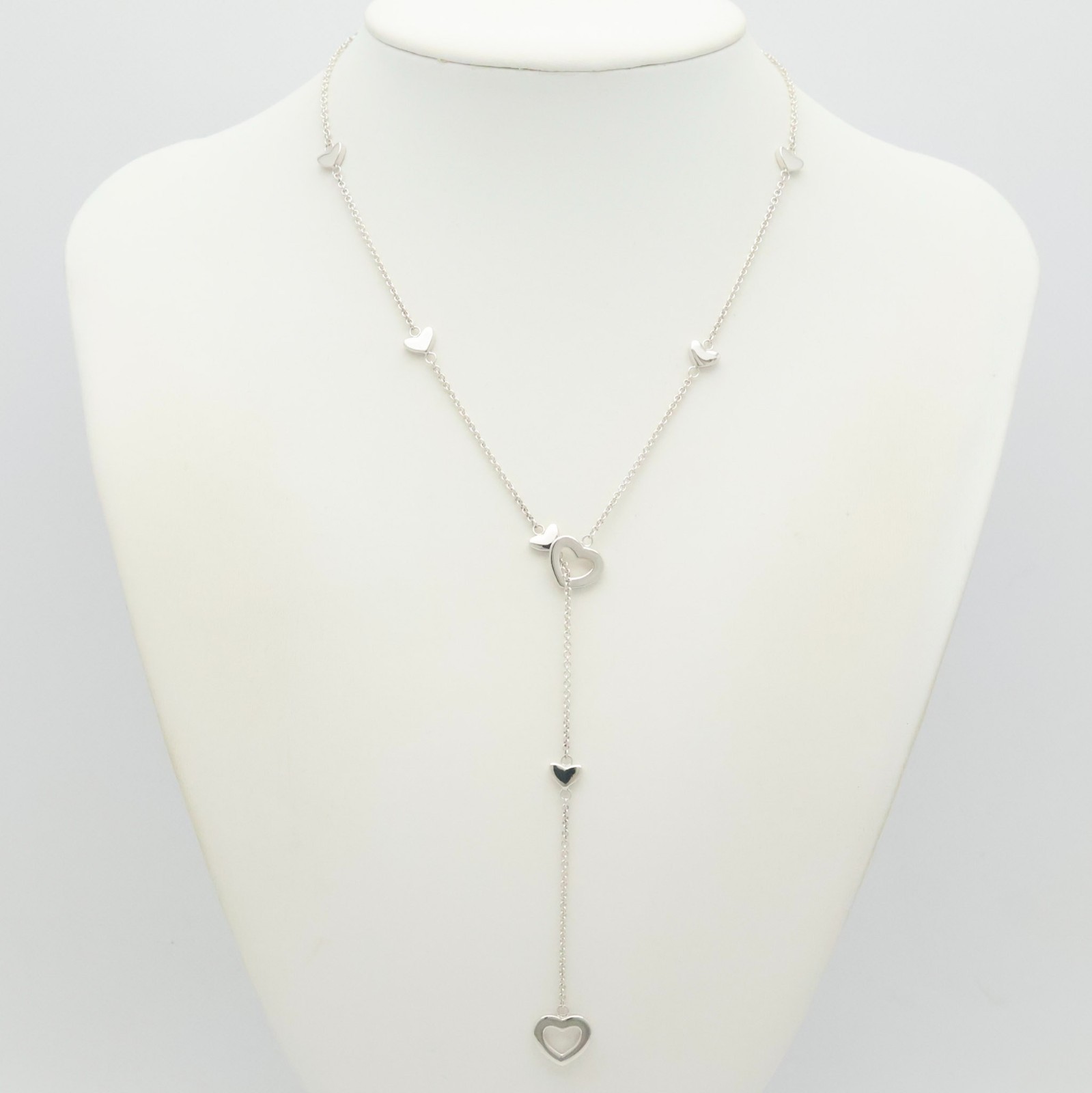 Authentic Tiffany & Co. Heart Link Lariat Pendant Necklace 19.3″ Silver w/Pouch