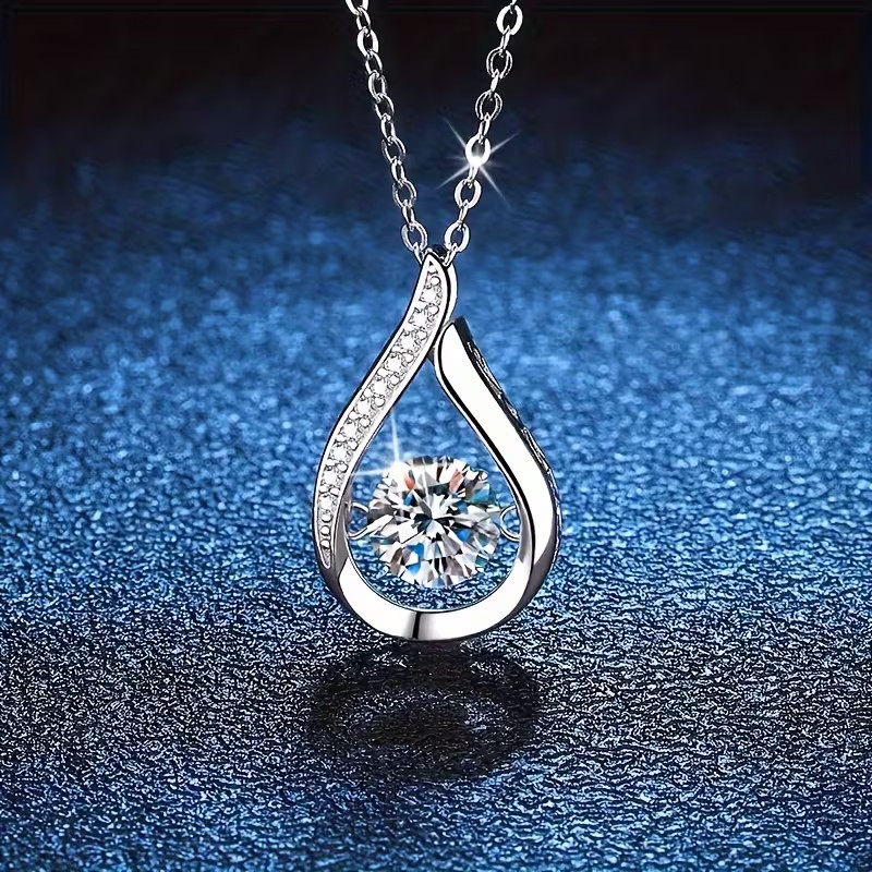 Elegant Teardrop Pendant Necklace. Fashionable Design with Imitation Gem Stone