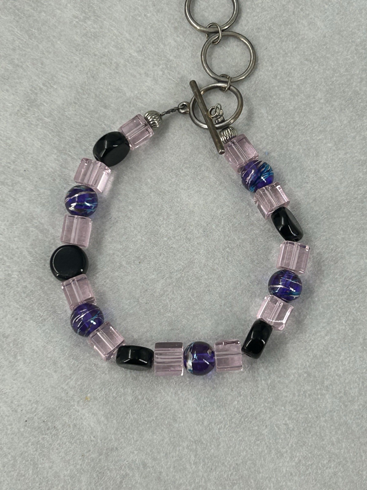 Handmade Shades of Purple Glass Bead Bracelet