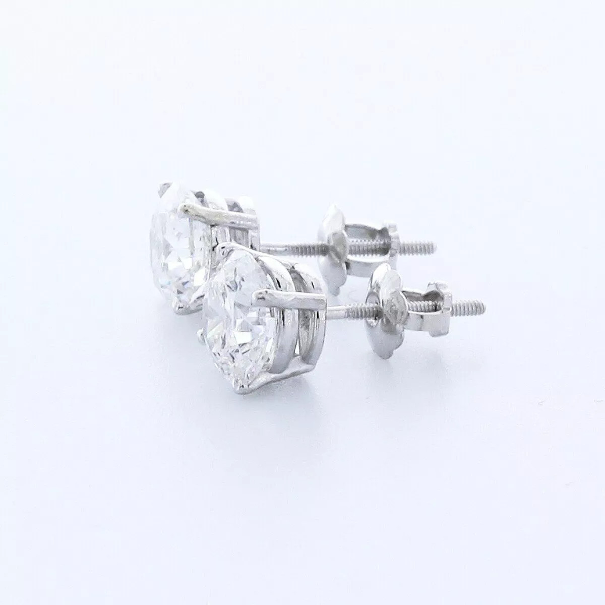 Stud Earrings Solid 14K White Gold Classic 1.01 CT Round Natural Diamond F SI1