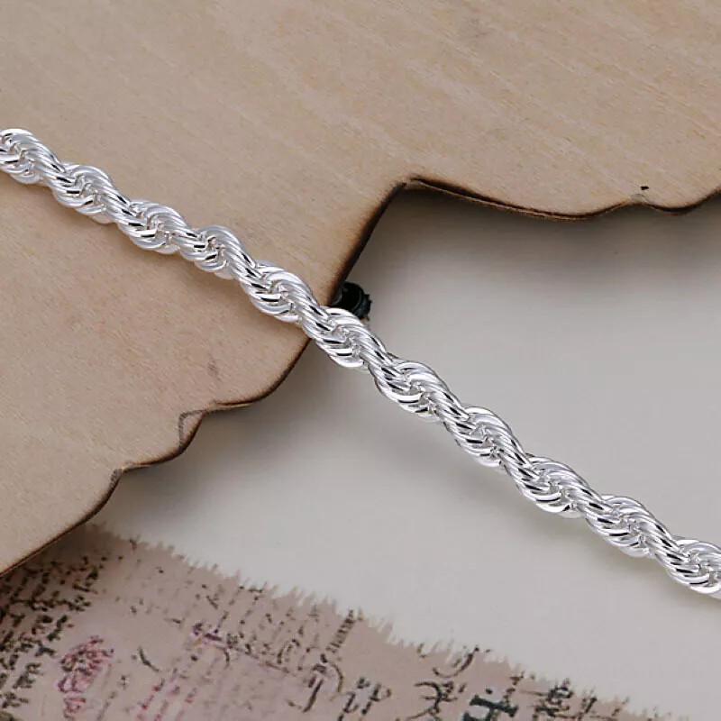 Unisex Women’s 925 Sterling Silver Bracelet Size 8 Inches 4MM lobster Xmas Gifts