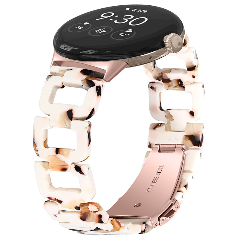 Luxury D Link Resin Watch Band Stainless Steel Strap For Google Pixel Watch 1 2