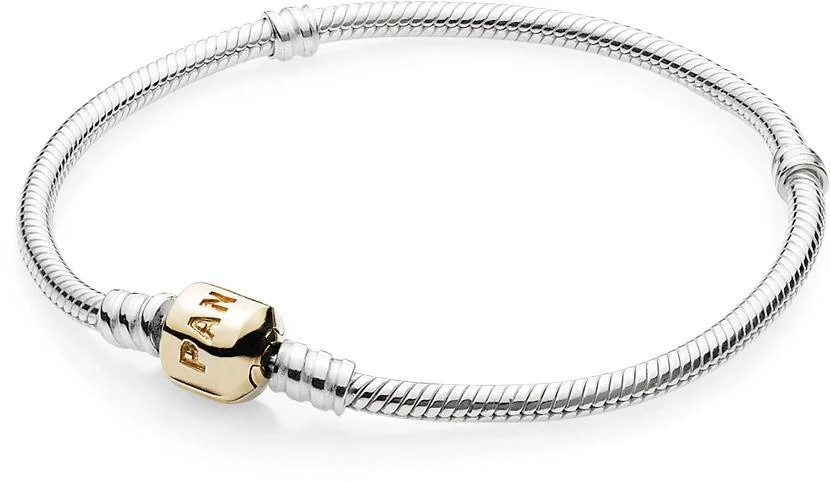 Pandora Sterling Silver Bracelet With 14K Gold Clasp – 590702HG-18