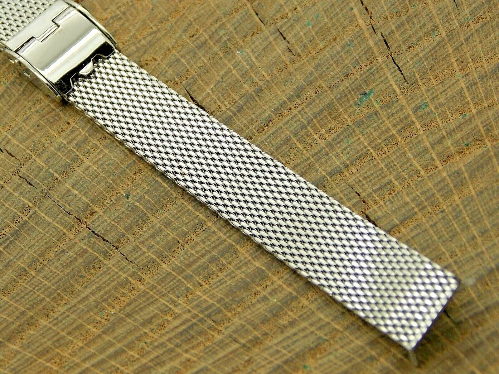 Vintage NOS Unused Watch Band Stainless Steel Mesh Sliding Clasp 11mm Bracelet