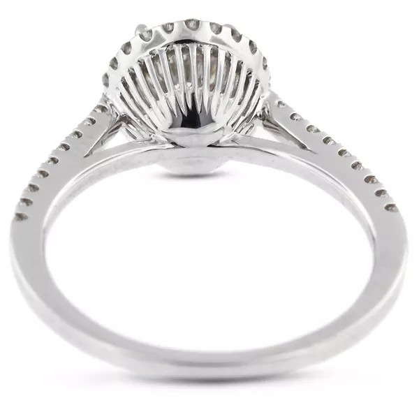 Side Stone Engagement Ring 14K Gold Halo 1.06 CT Round Lab-Grown Diamond D VS1