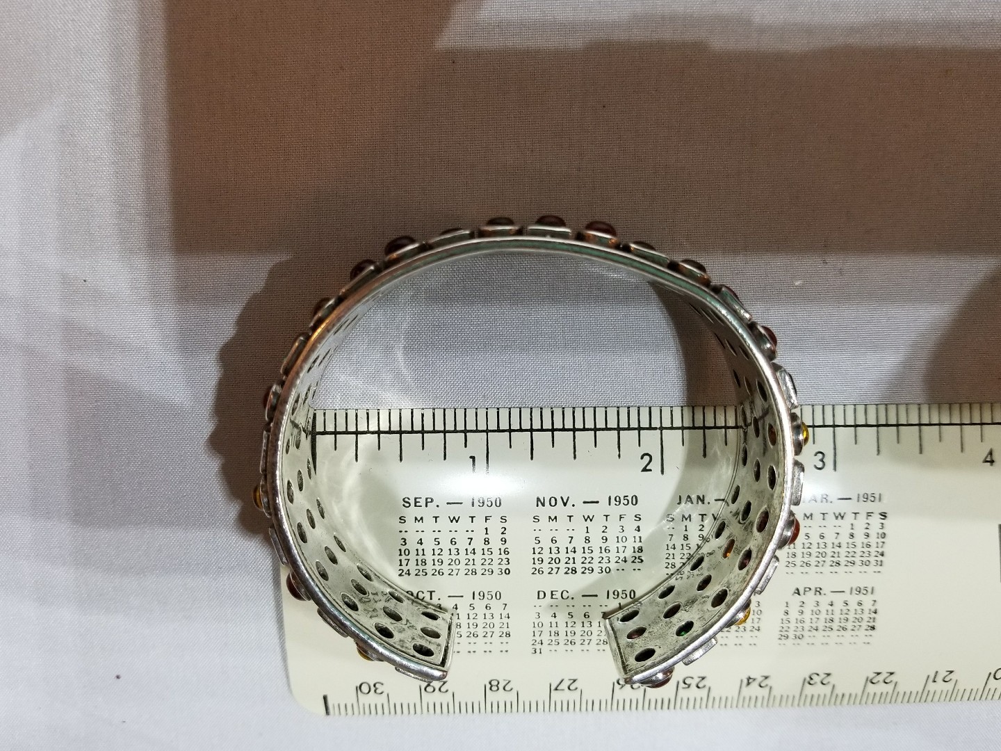 2 Oz. Sterling Silver Cuff/Bracelet, Colored Glass. Appraisal Was 2017! $1300