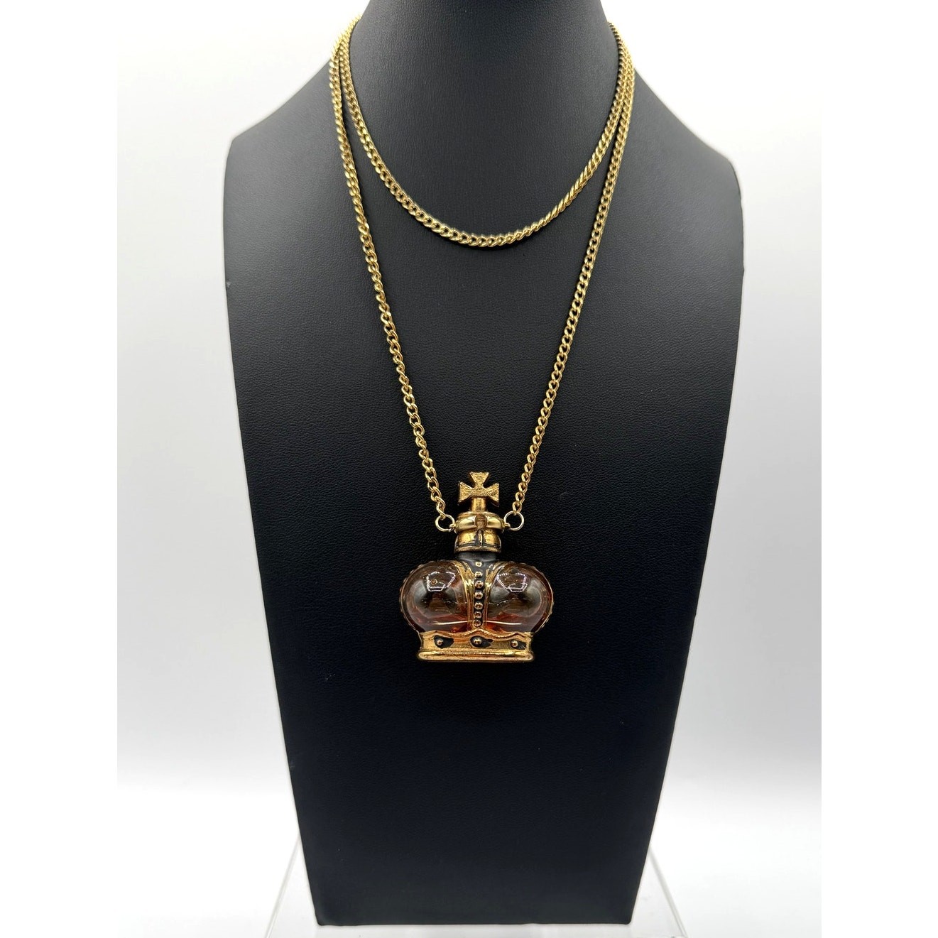 Vintage Prince Matchabelli-Wind Song Mini Crown Perfume Bottle Pendant/Necklace