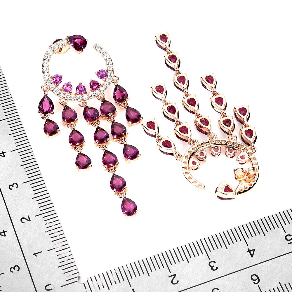 925 Sterling Silver Earrings Pear Rhodolite Garnet 5x4mm Gemstone Jewelry