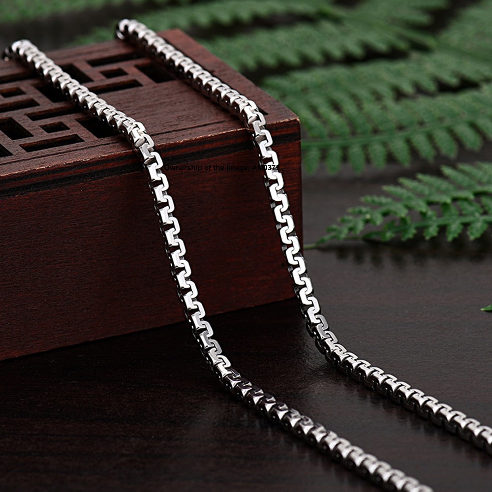 Pure 925 Sterling Silver Necklace -2.5mm Box Link Chain Necklace 50-60cm