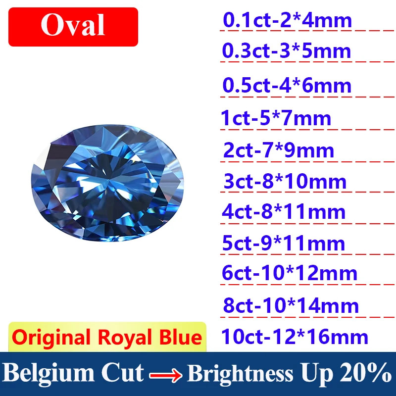 2-10CT Original Royal Blue Moissanite Stone Loose Moissanite Cushion Gemstones