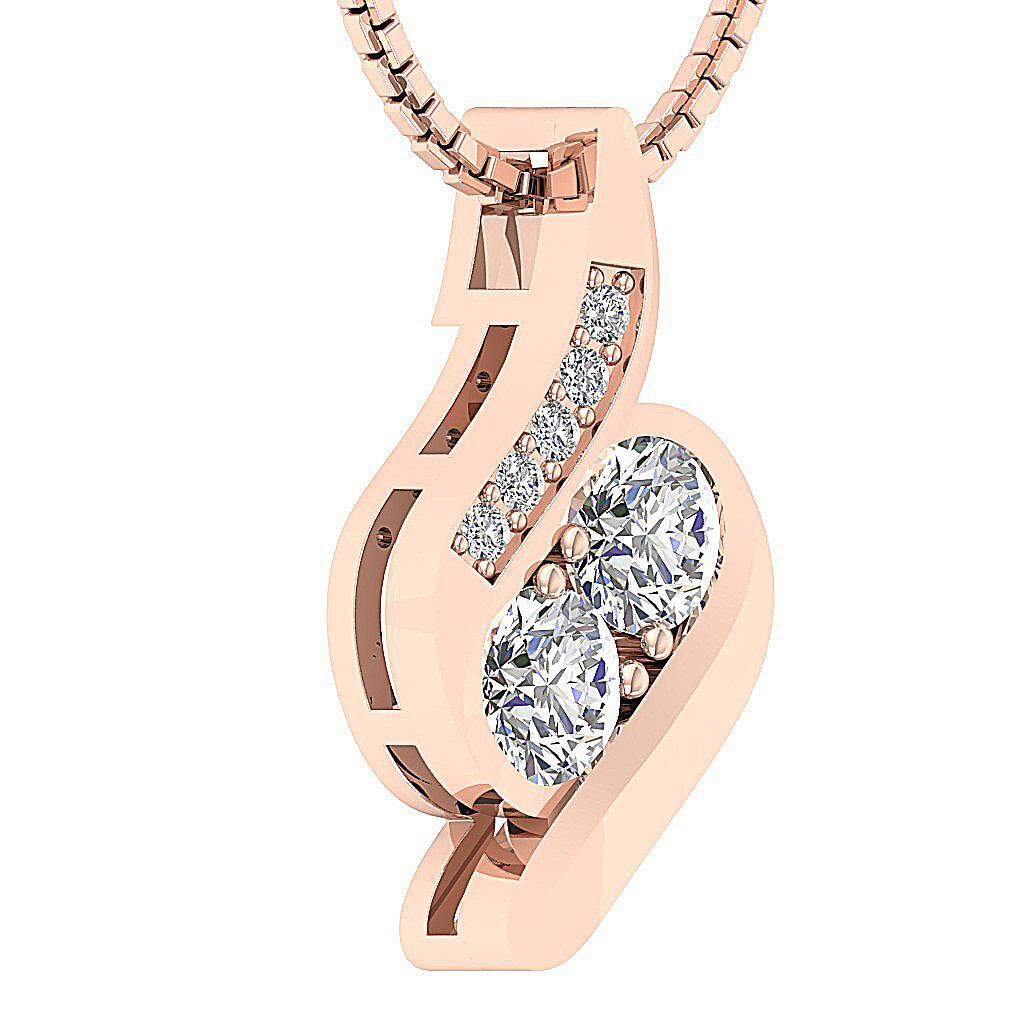 VS F 0.75 Carat Lab Grown Diamond Forever Us Two Stone 14K Gold Fashion Pendant