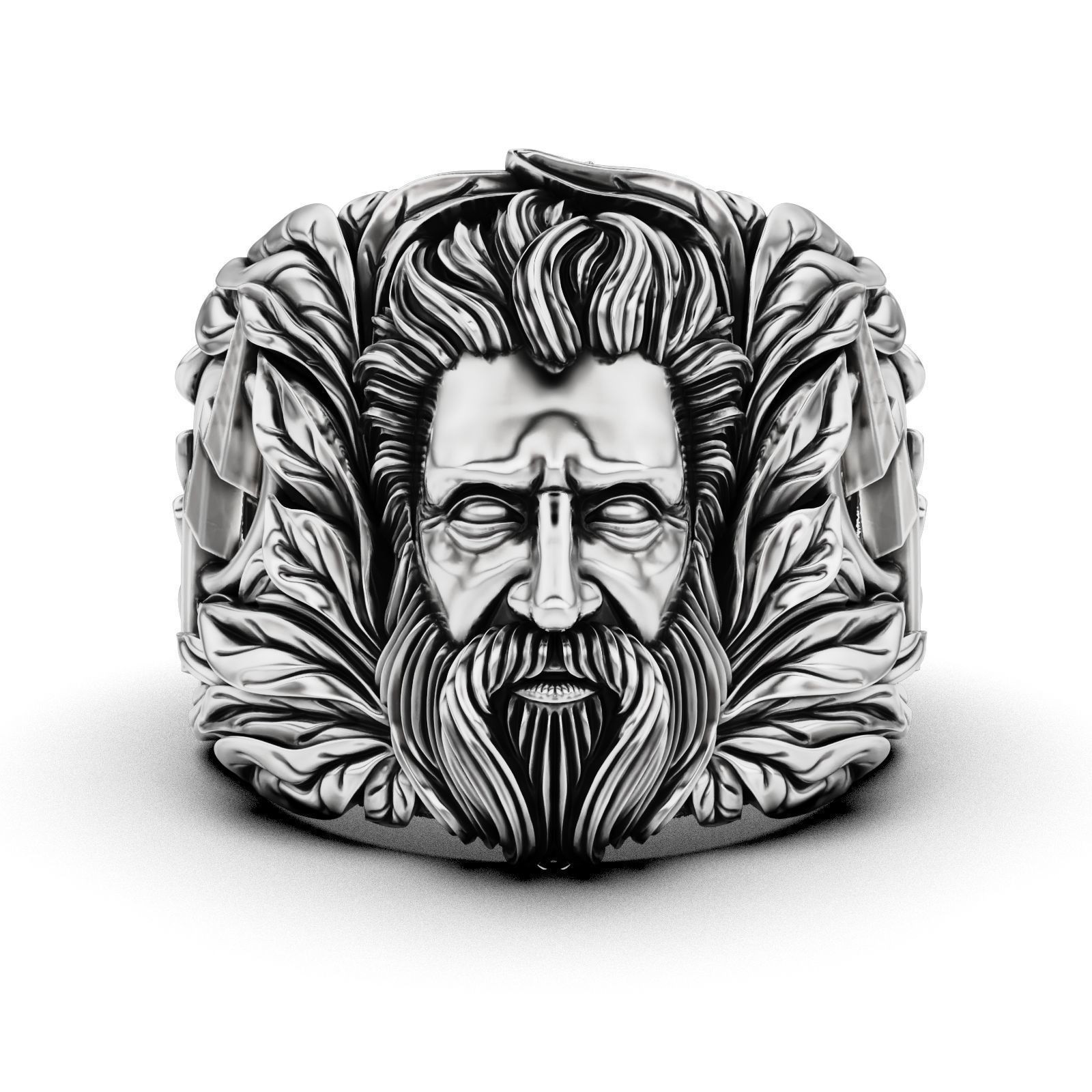 Oxidized Men’s God Zeus & Lightning Gothic 925 Sterling Silver Statement Rings