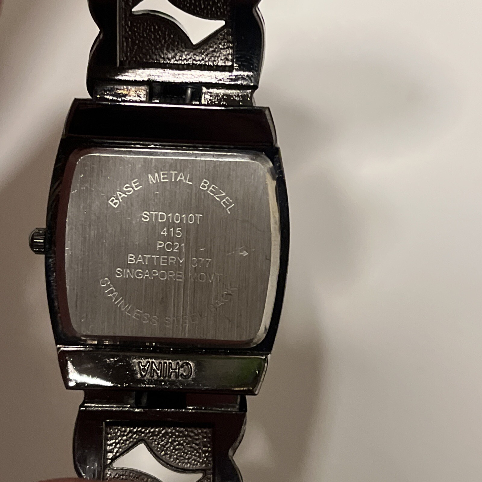 Studio Time Women’s Cuff Quartz Bracelet Watch #STD1010T Tested Works Blk Chrome
