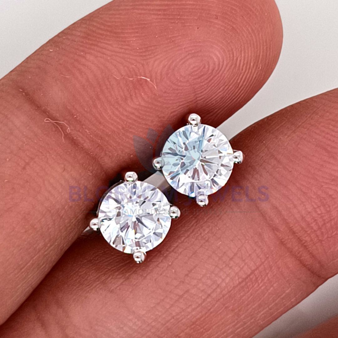 2.00 Ct Round Lab Grown/CVD Diamond Daily Wear Earring 14K White Gold Plated