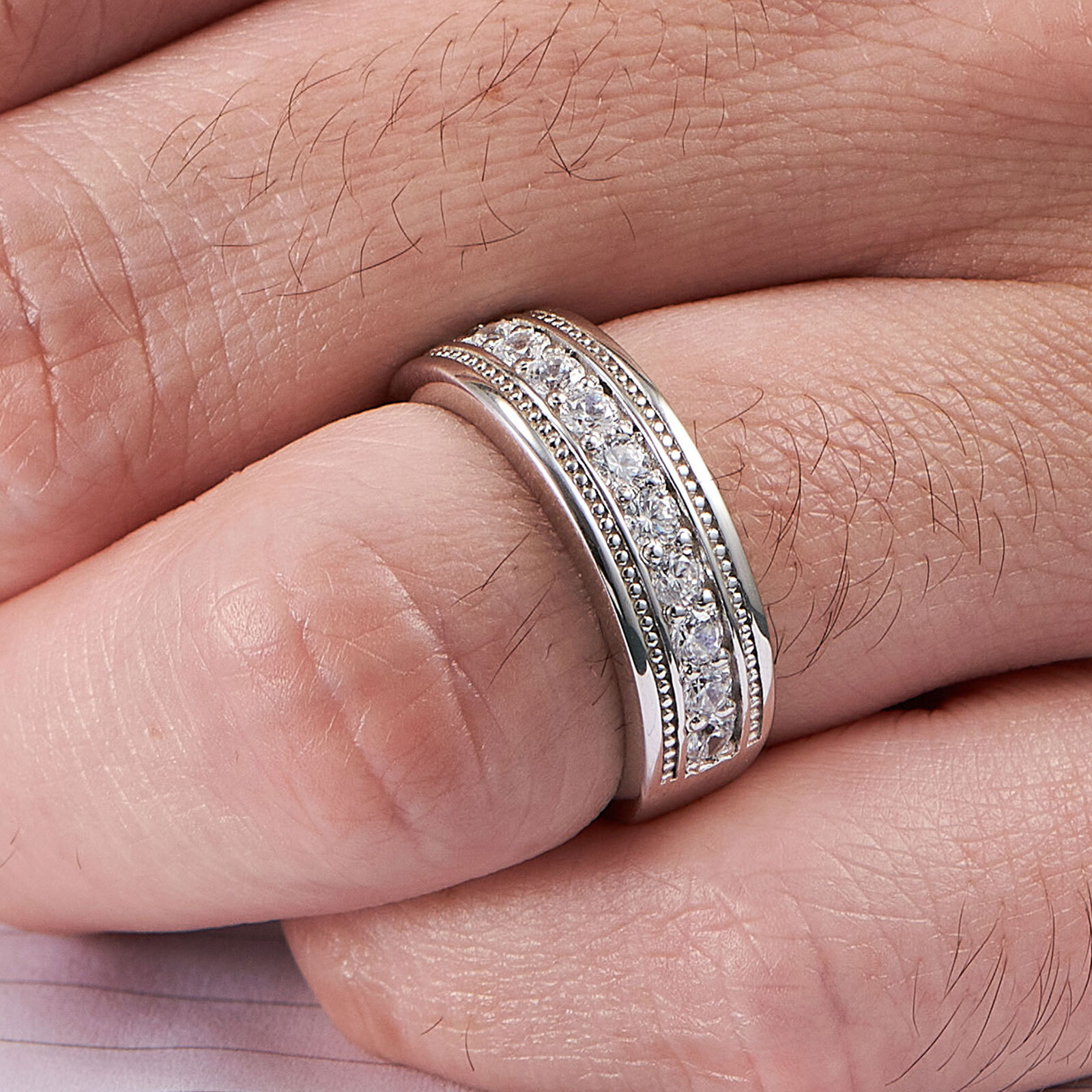 Mens Sterling Silver Ring Men Wedding Promise Ring Wedding Bands Him 6.8MM