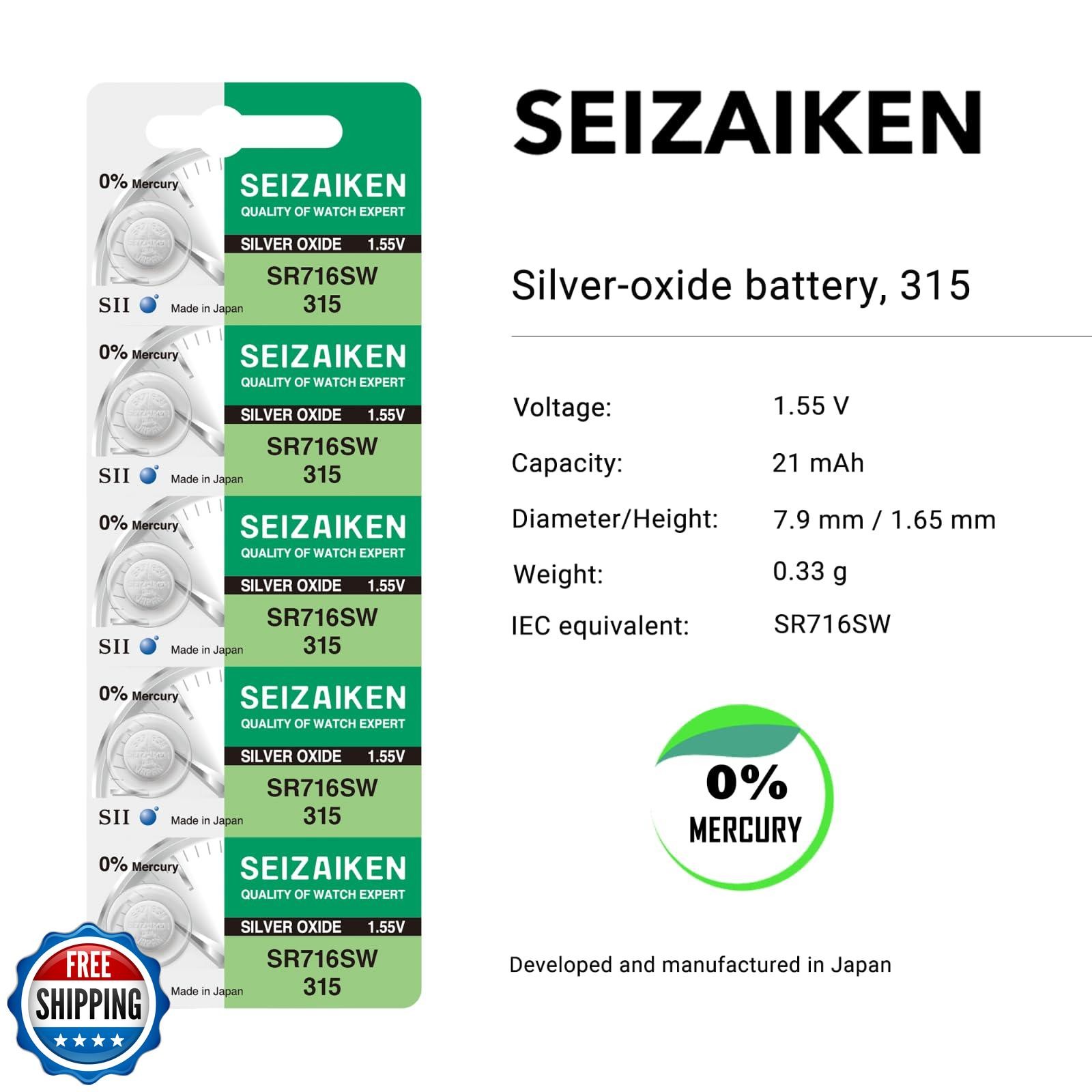 Seizaiken 315 SR716SW 1.55V 0% Hg Silver Oxide Watch Battery (20 Batteries) M