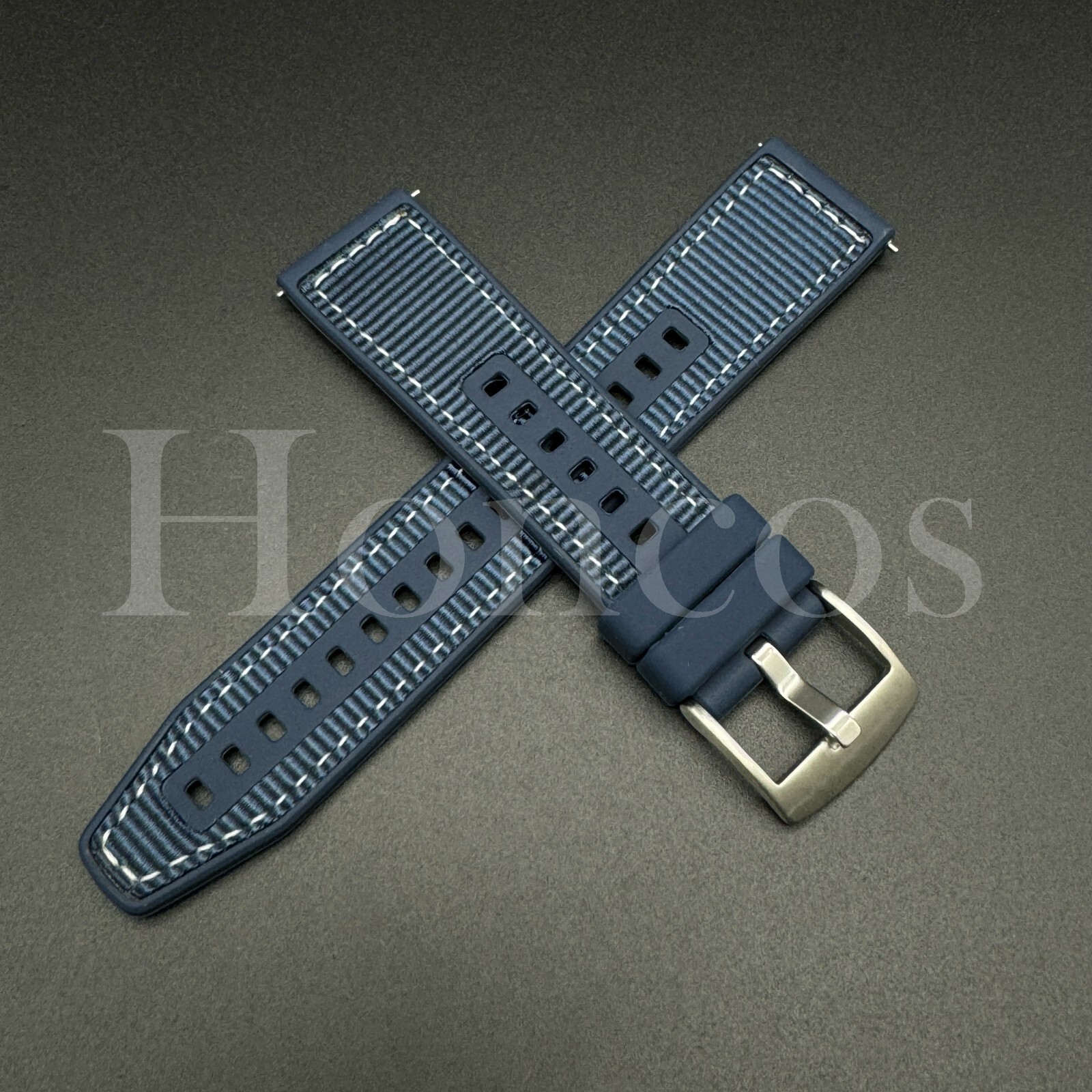 20 22 MM Gummy Strap Rubber Nylon Watch Band Quick Release Fits for IWC Blue