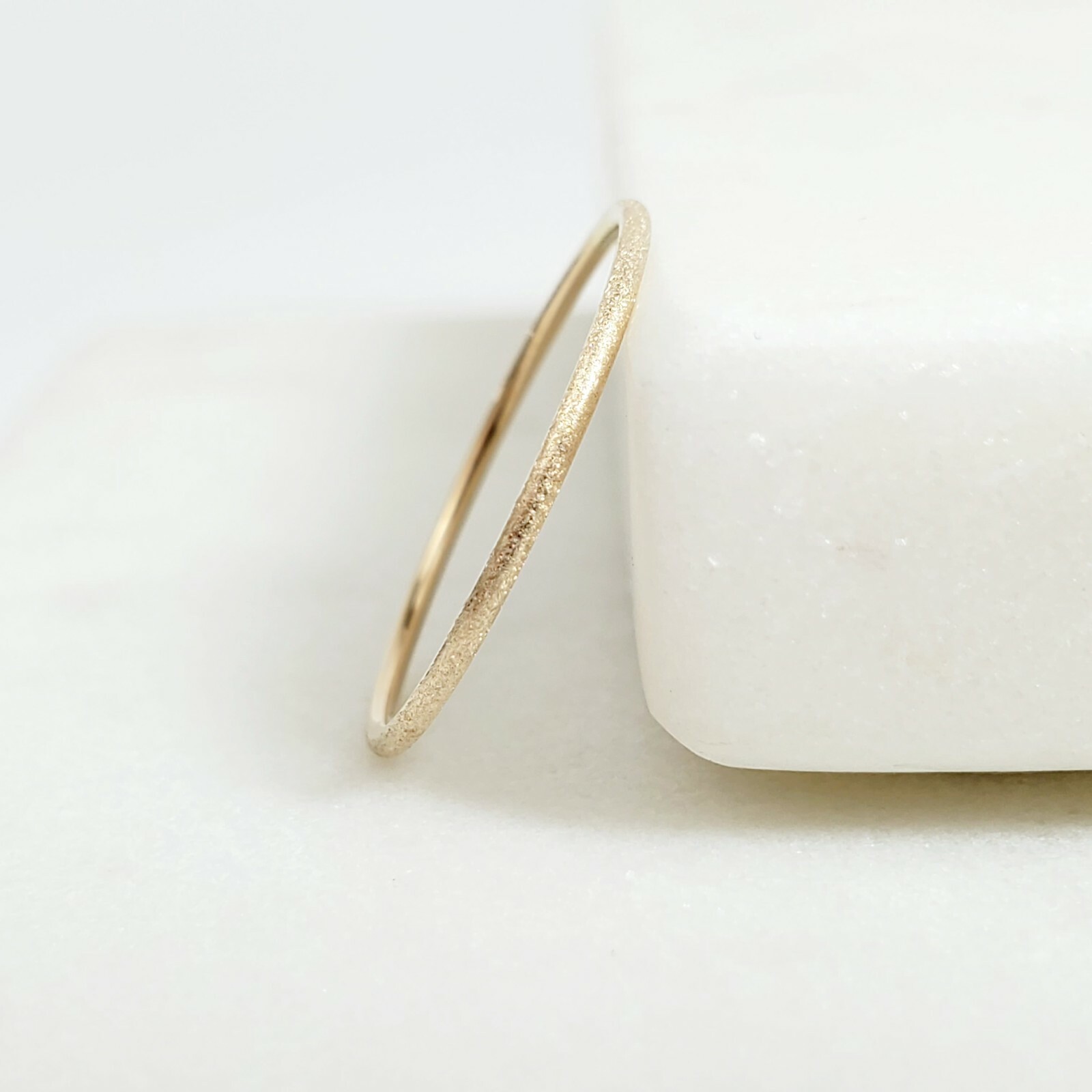 10k Solid Gold Matte Stackable Ring, Yellow, White or Rose Gold Brushed Rings