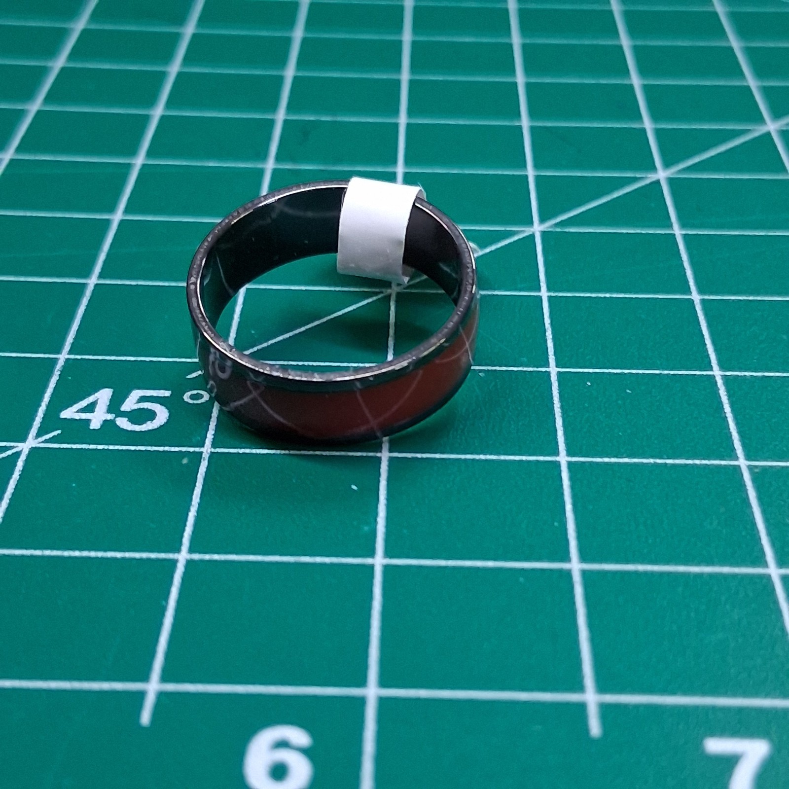 Black Stainless Steel Size 8.75 Maroon Accent Band Ring