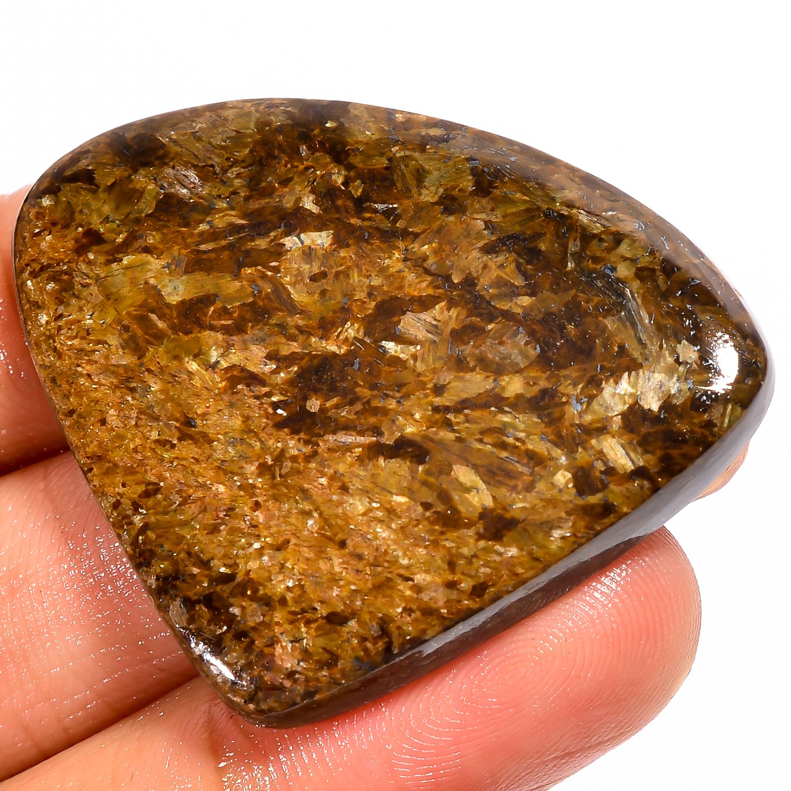 Natural Bronzite Heart Shape Cabochon Loose Gemstone 76.5 Ct 33X41X5 mm GC-24824