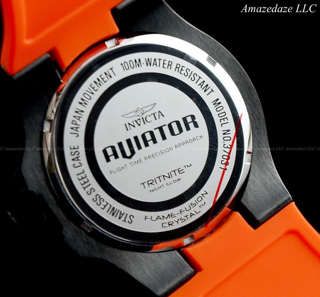 NEW Invicta Men’s 50mm Aviator Stainless Steel Tachymeter BLACK DIAL Watch !!
