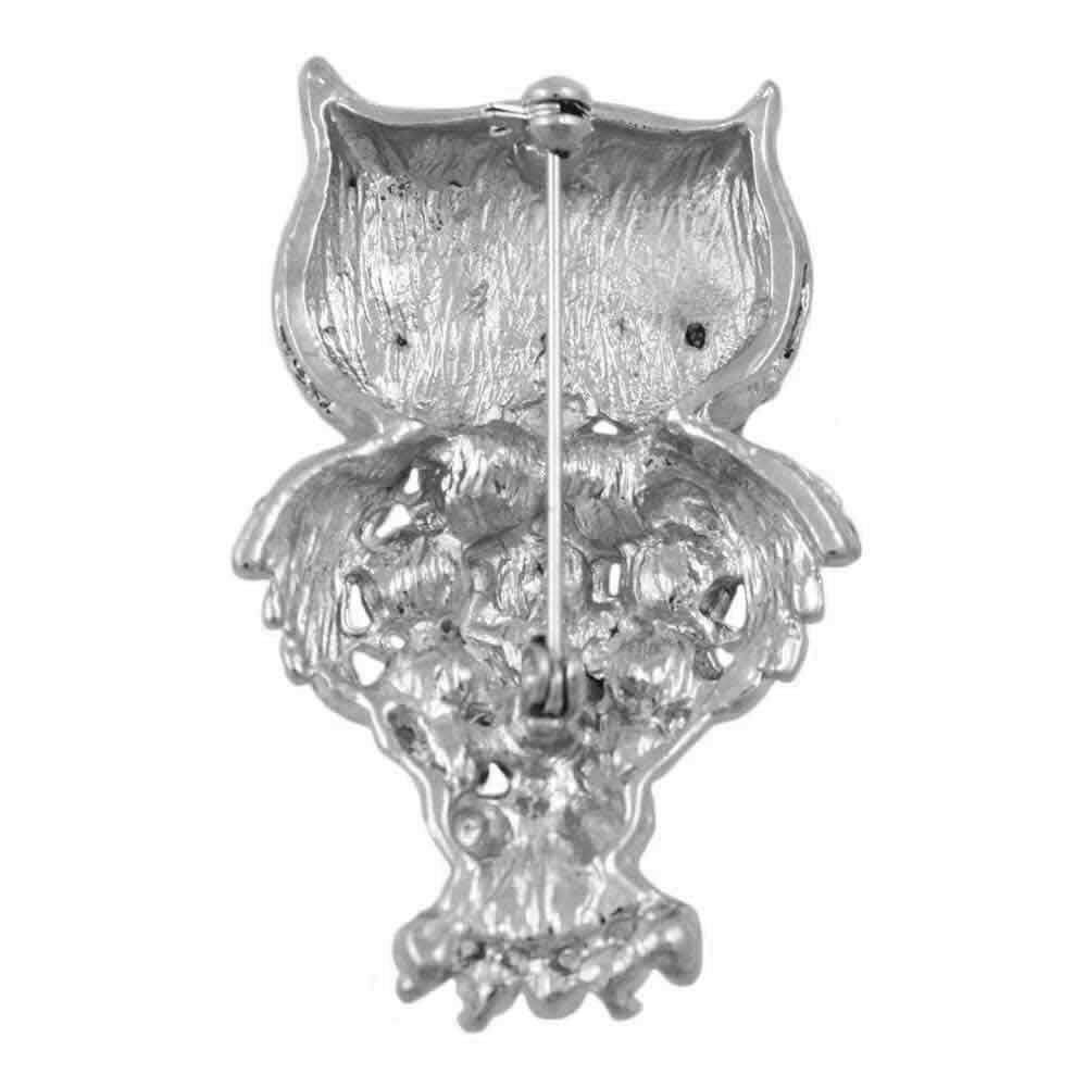 Large Crystal Owl Brooch Pin with Green Crystal Eyes – PRB116