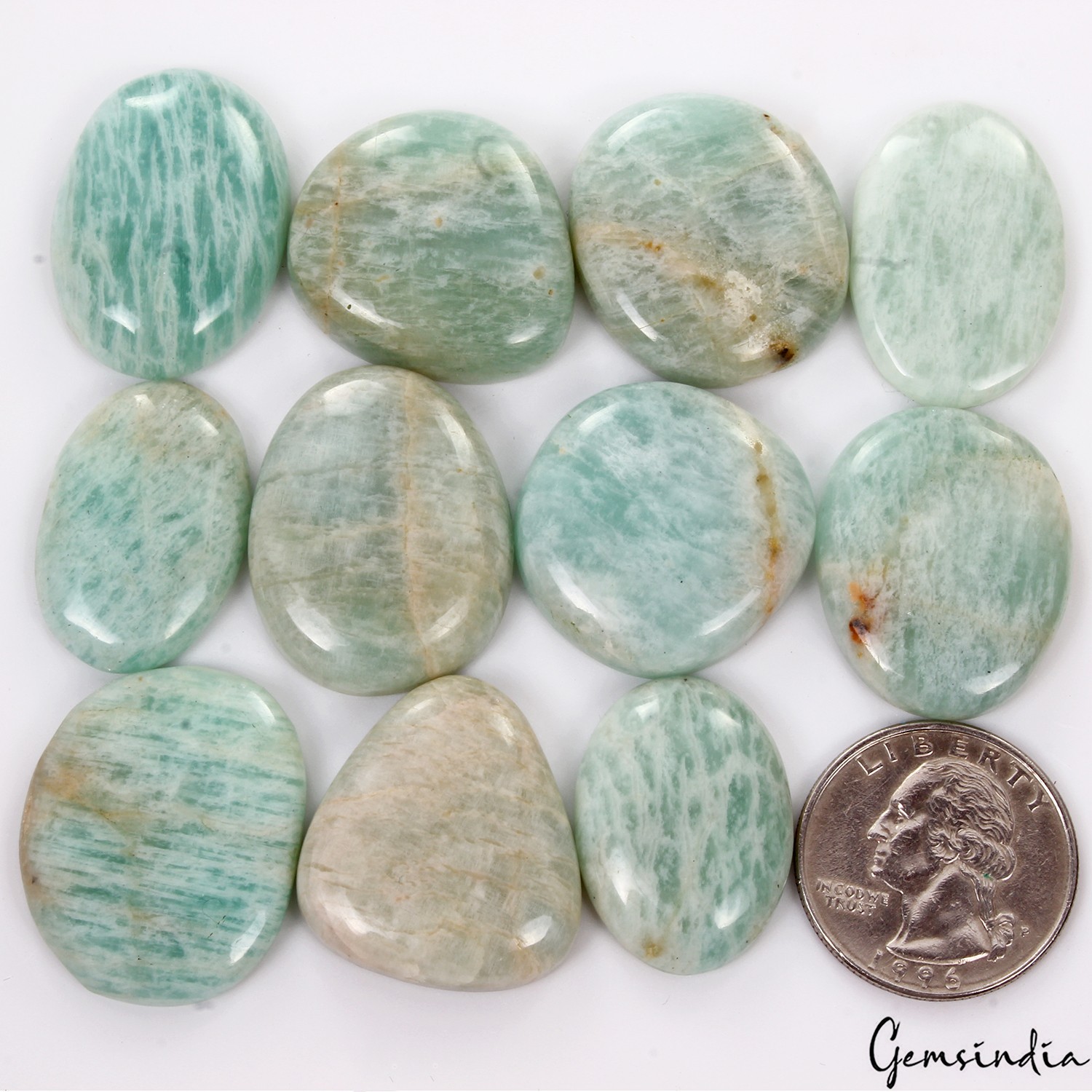 400 Ct Natural Untreated Blue Amazonite Mix Cabochon Loose 25-29mm Gemstones Lot