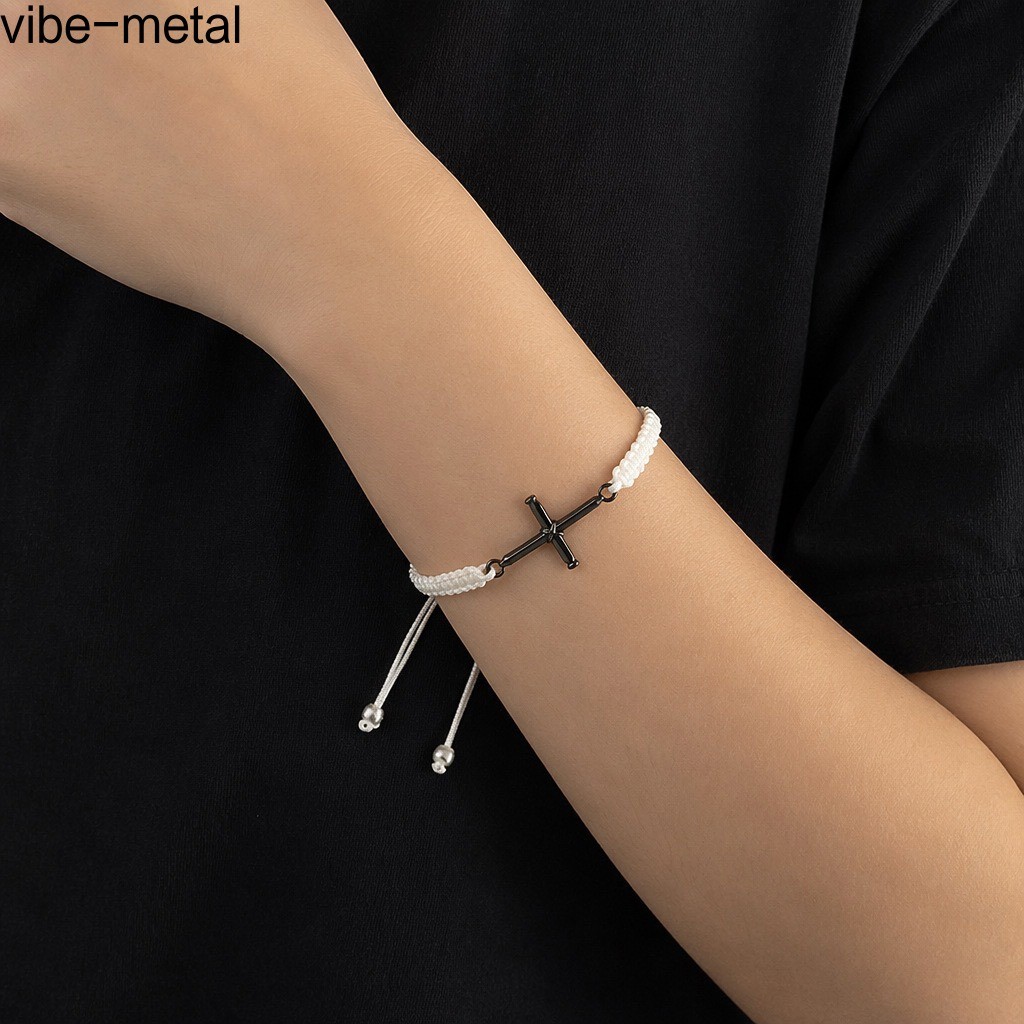 Braided Rope String Men Man Bracelet Charm Christian Jesus Cross Gift Adjustable