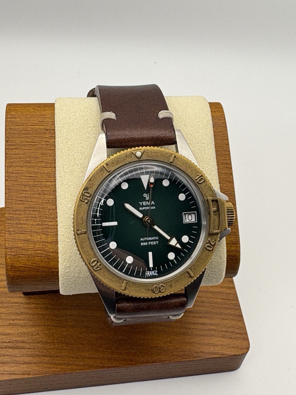 YEMA Superman Bronze Steel Limited Edition Watch with Leather Strap