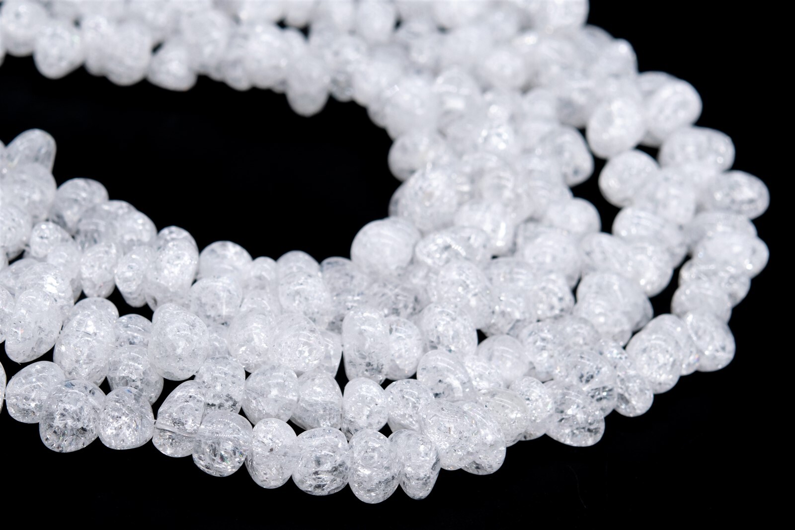 9x7MM White Crystal Quartz Crack Pattern Pebble Chips Grade AAA Natural Beads