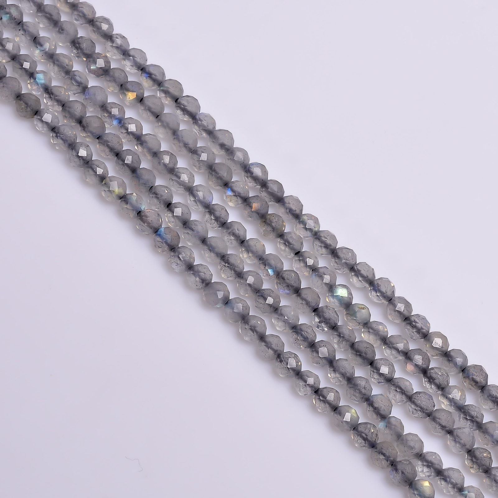 100% Natural Labradorite Gemstone Round Faceted Beads 3X3 mm Strand 13″ EB-240