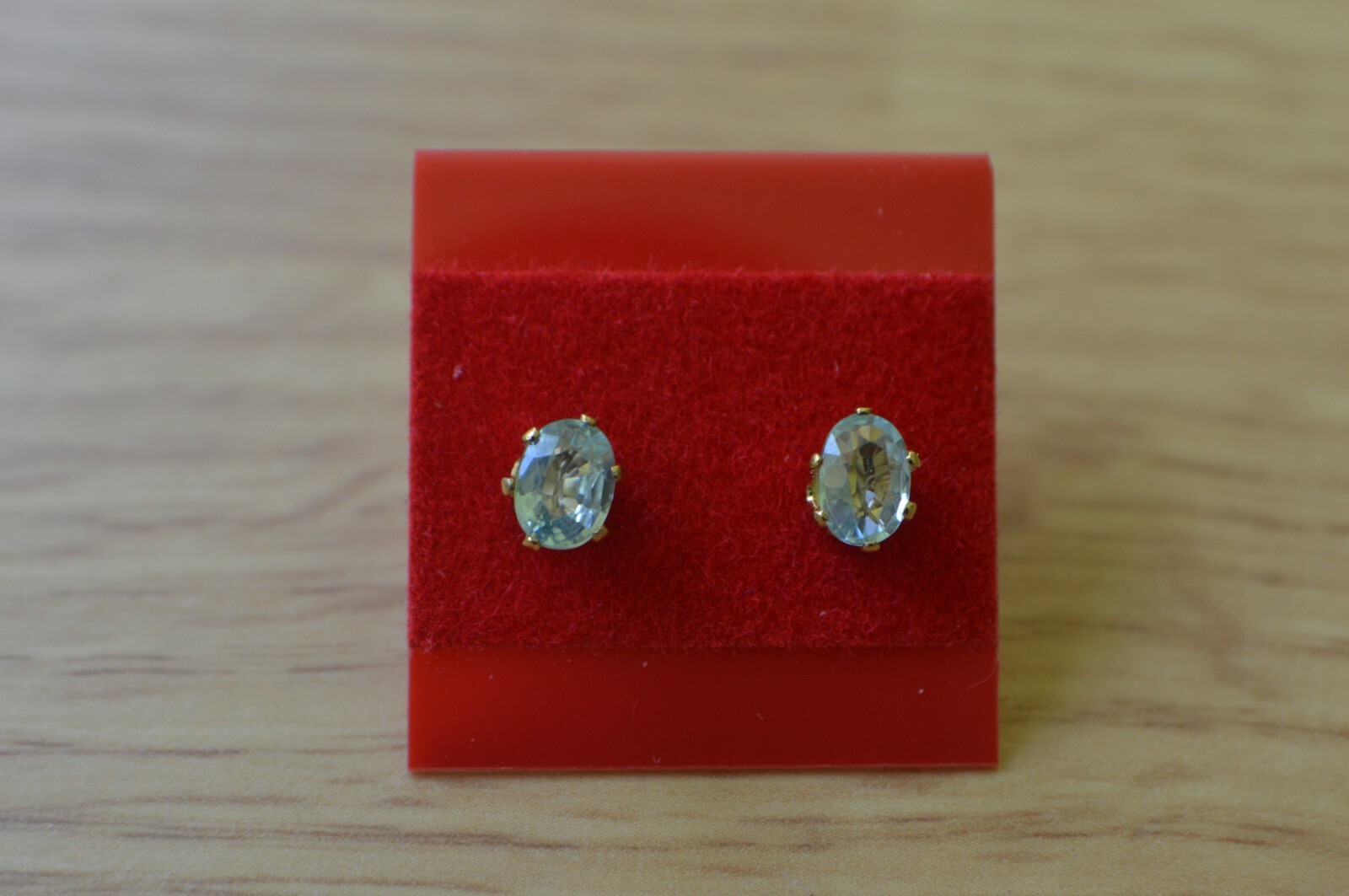 0.82ct Blue Zircon Solitaire Earrings 14K YG over Sterling Silver 6x4mm VVS